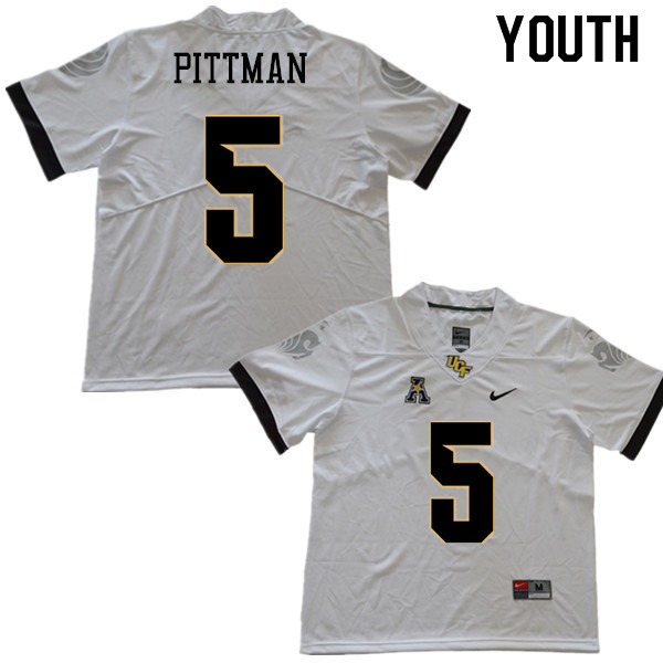 Youth #5 Jamiyus Pittman UCF Knights College Football Jerseys Sale-White - Click Image to Close